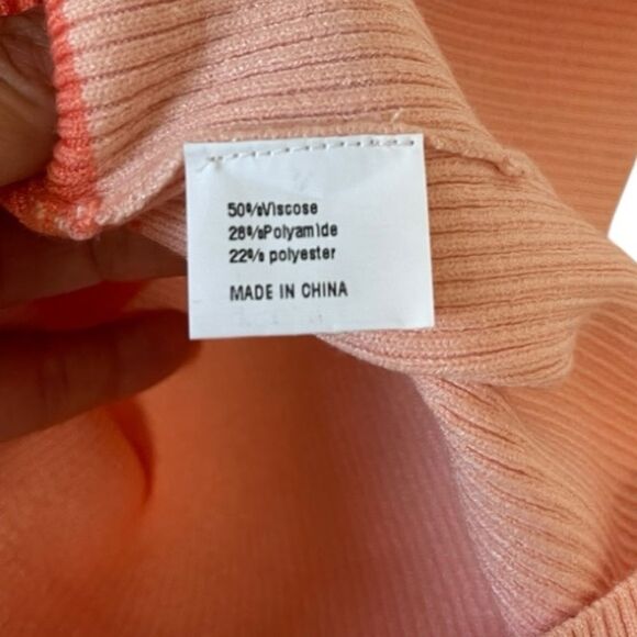 Zesica Color Block Strapless Knit Bodycon Dress - Orange,/Pink/Brown-Small - Picture 5 of 5